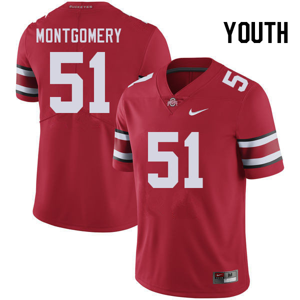 Ohio State Buckeyes Luke Montgomery Youth #51 Red Authentic Stitched College Football Jersey